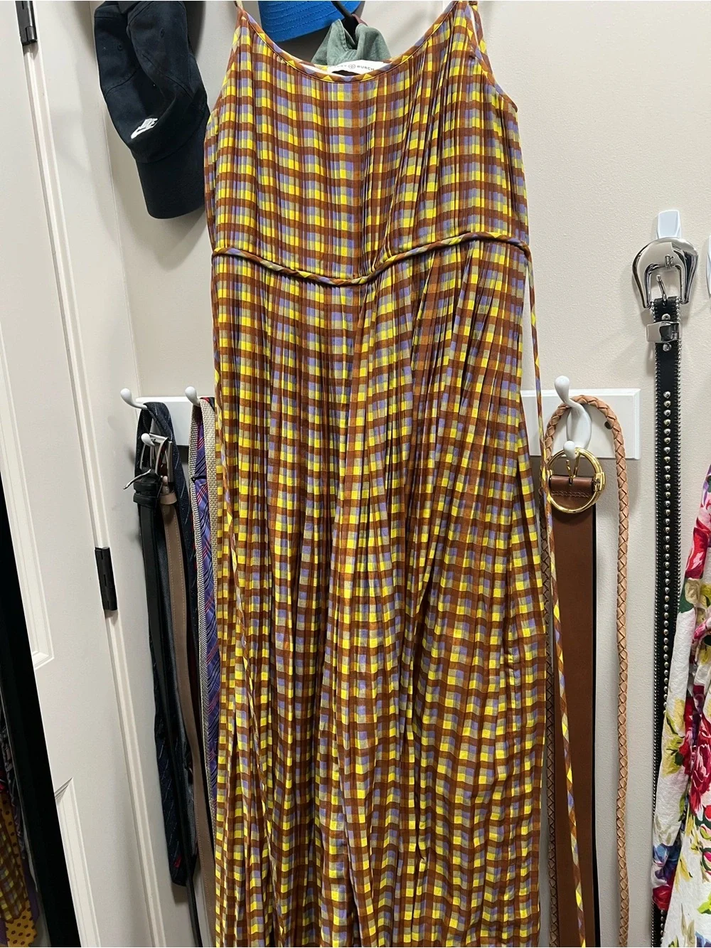 Tory Burch Plaid Maxi Dress in Mustard Yellow